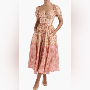 House of CB Pink Floral Midi Dress